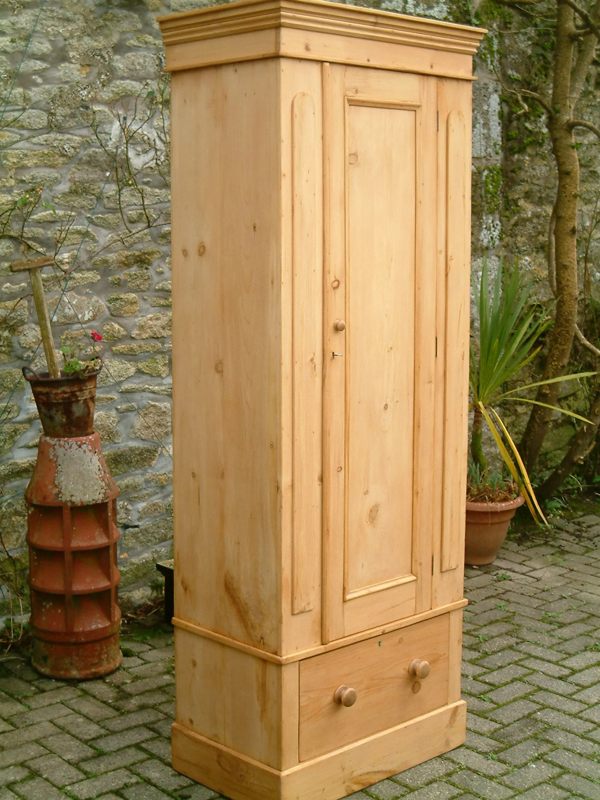 Left hand side of Victorian pine wardrobe