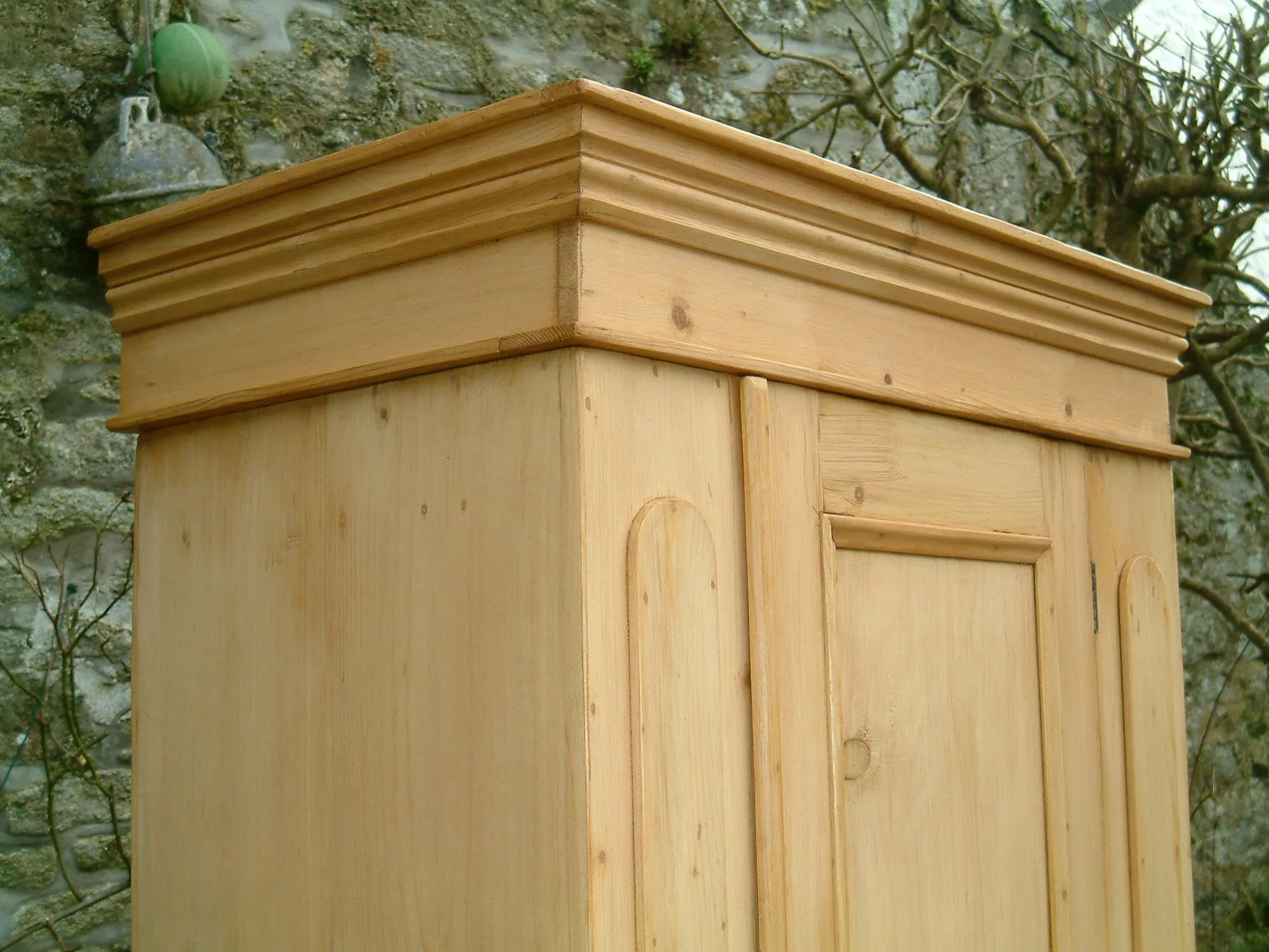 Image showing cornice construction of Victorian pine wardrobe