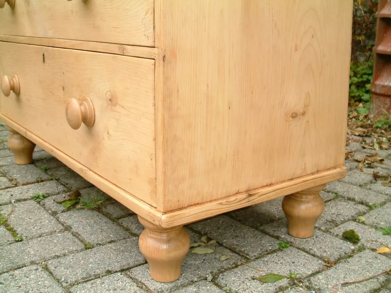 Image of the feet on the old pine chest of drawers