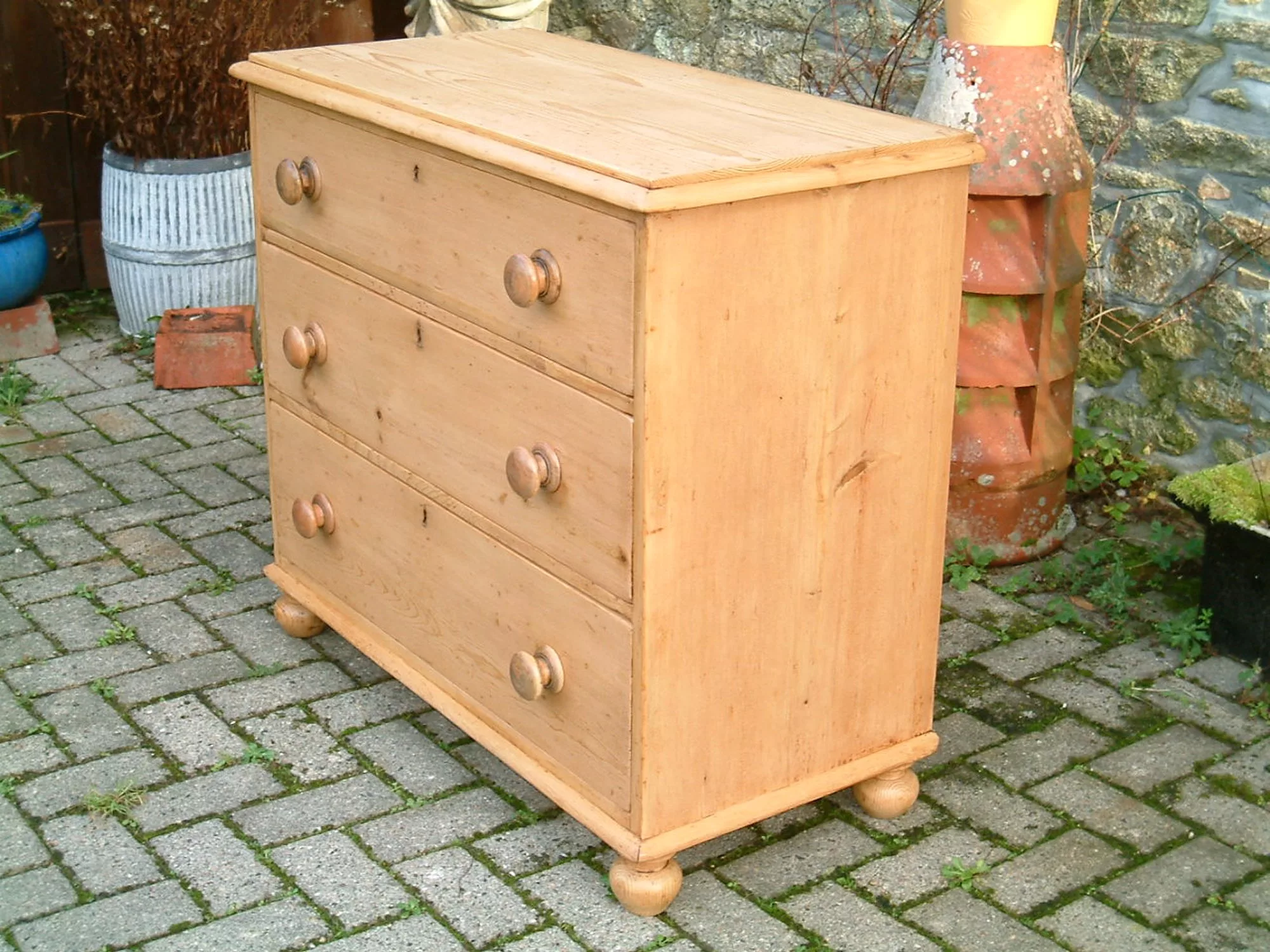 The right side of the old pine chest