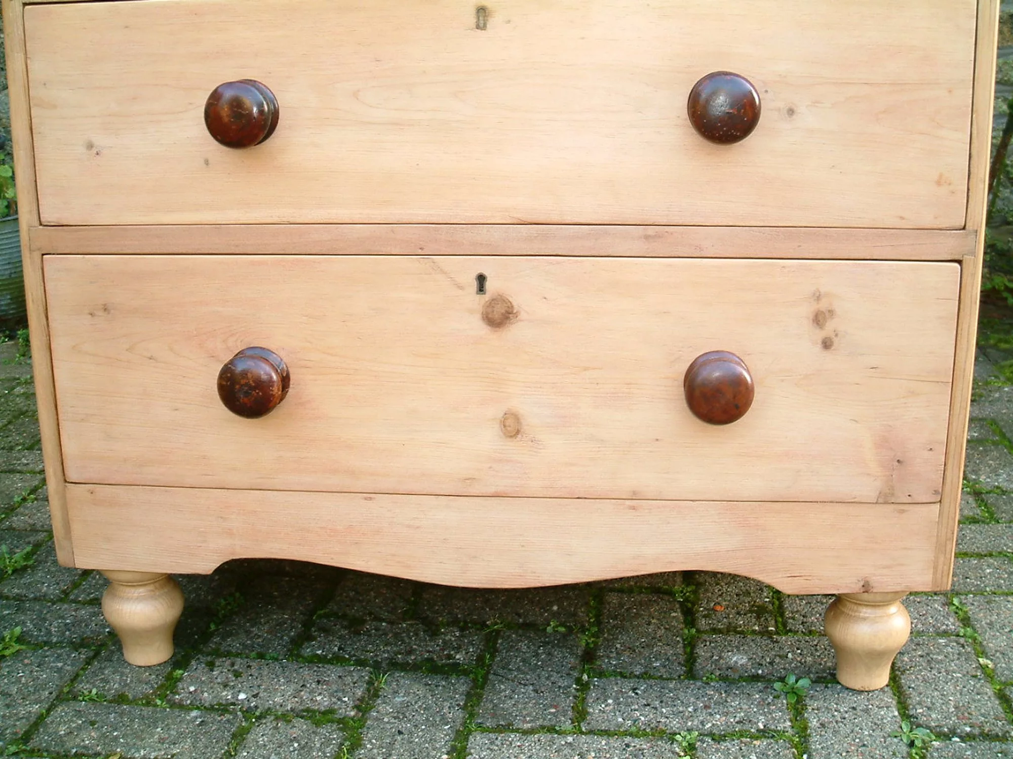 Image showing the shaped apron on the old pine chest