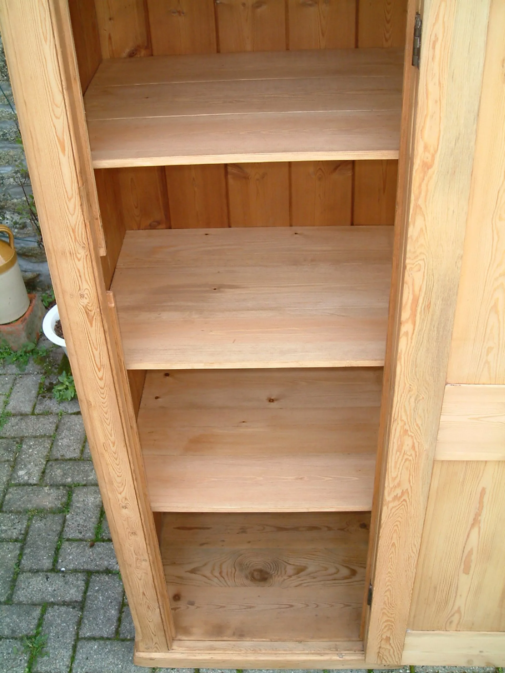 vintage pine cupboard-interior shelves