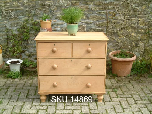 Antique Pine Chest-with floral decoration