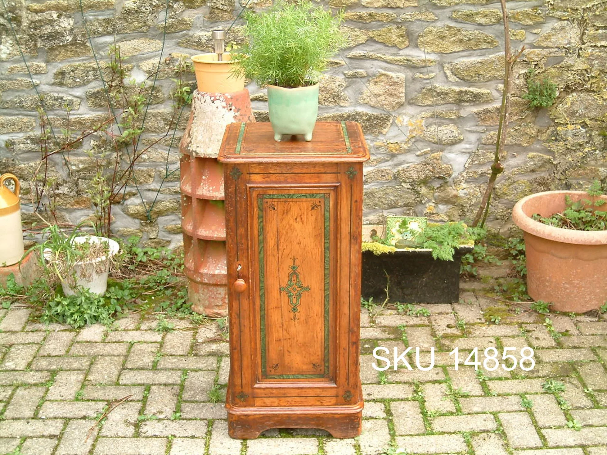Victorian Pine Pot Cupboard-front with floral decoration