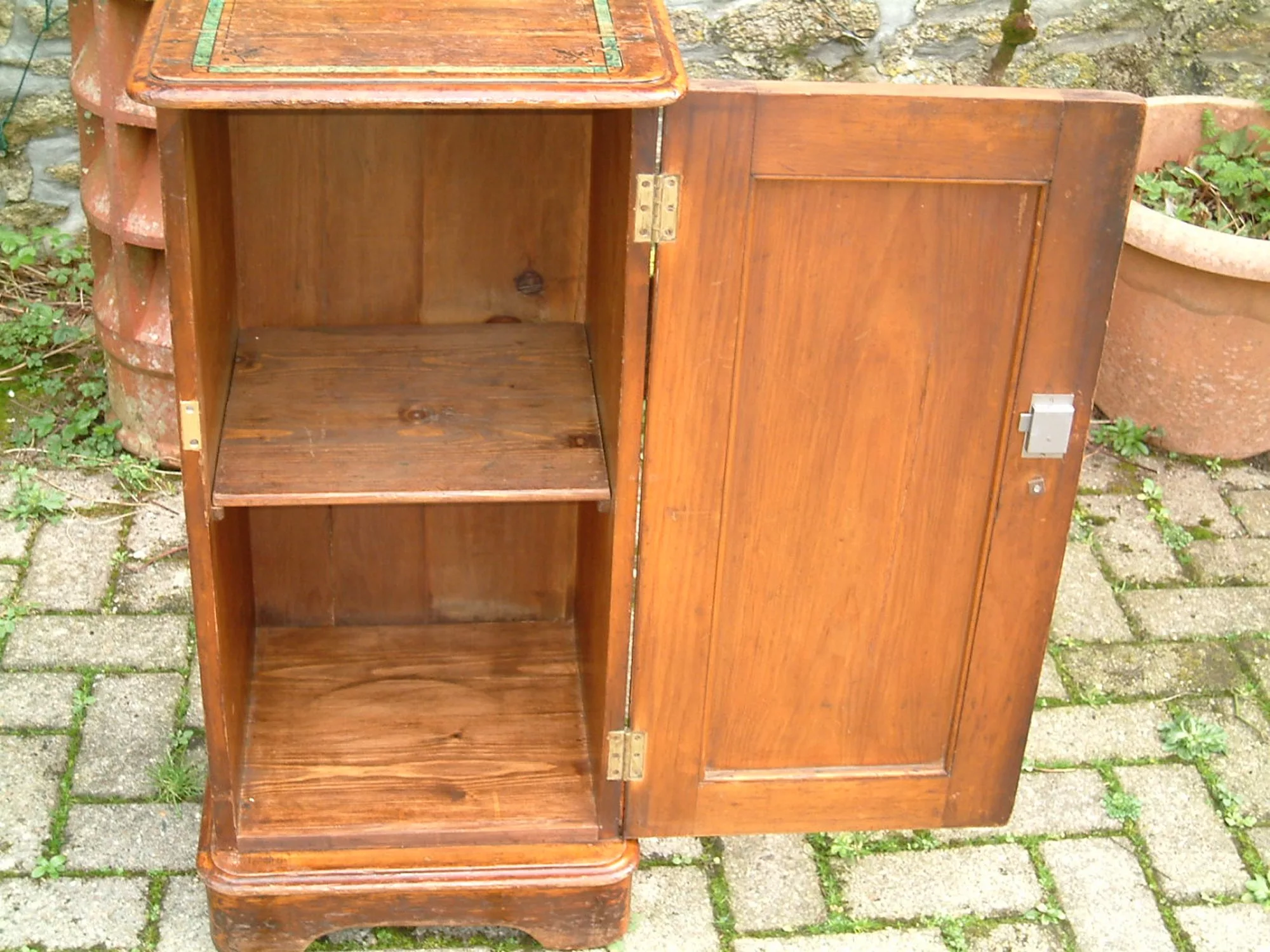 antique pine pot cupboard-interior