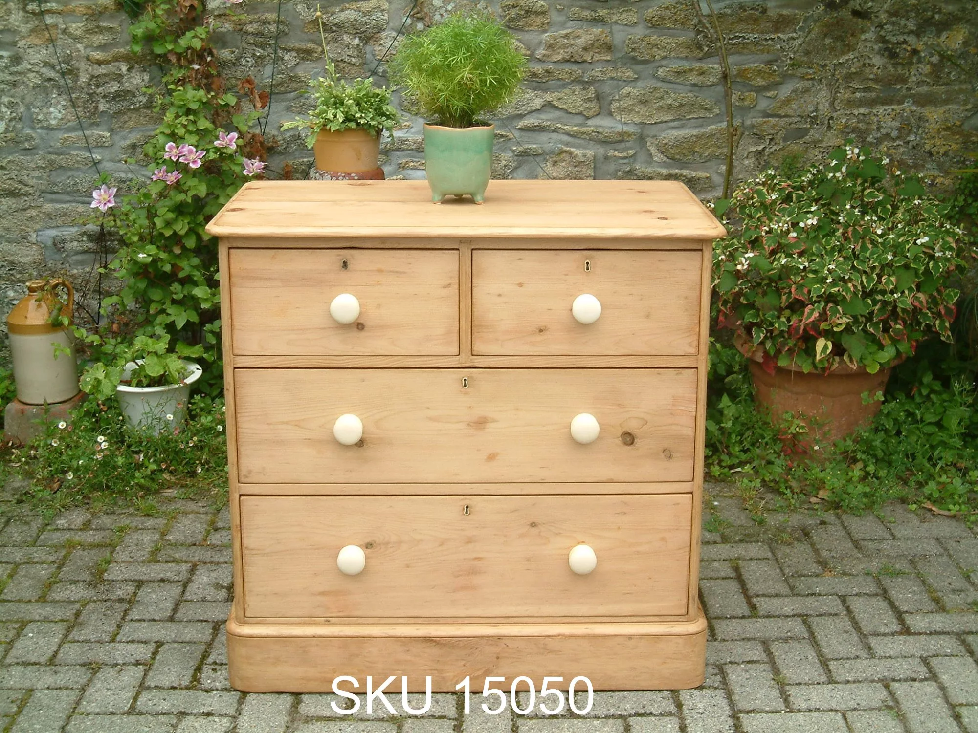 Victorian pine chest of drawers - front profile