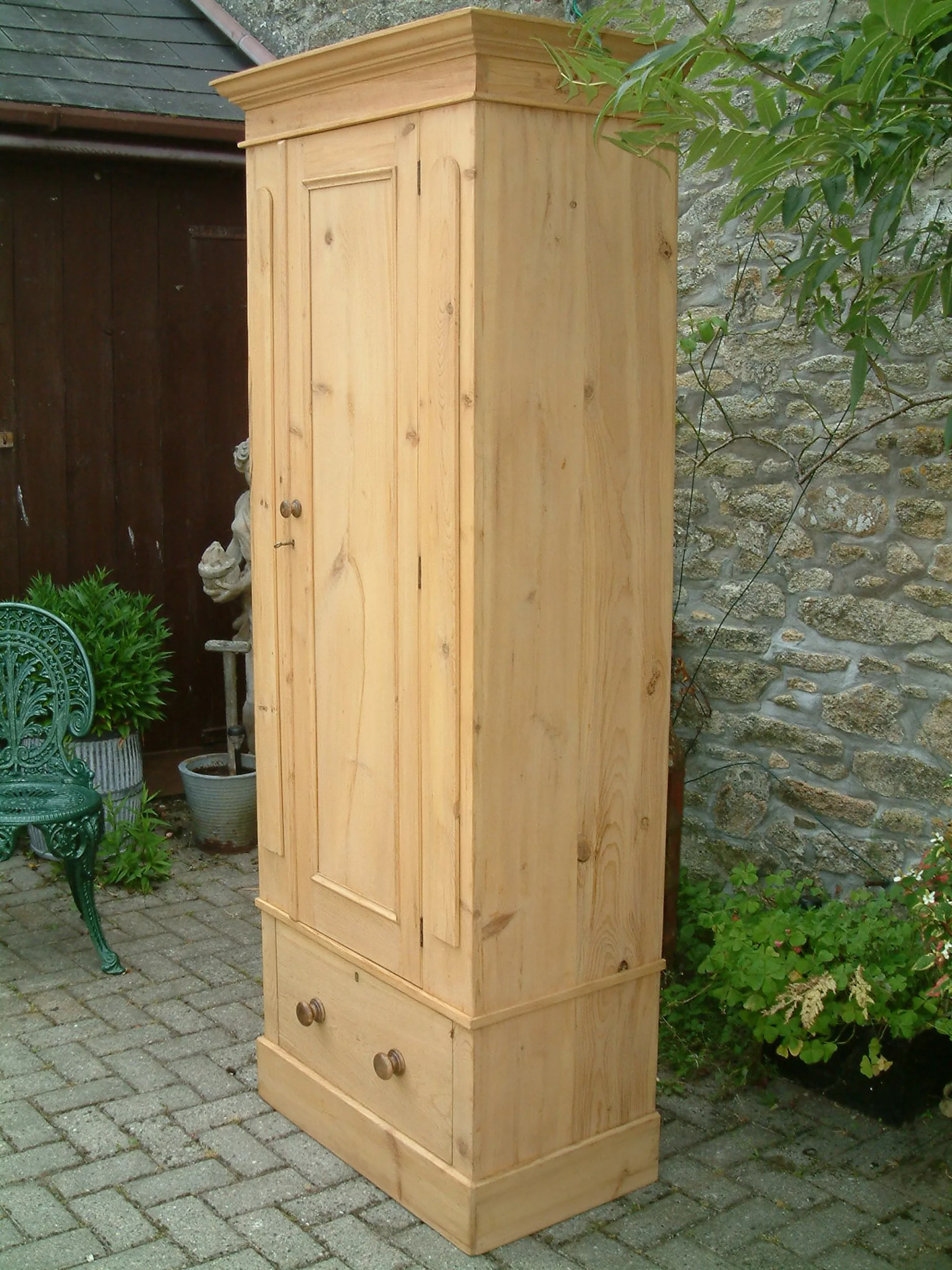 antique pine wardrobe - right profile