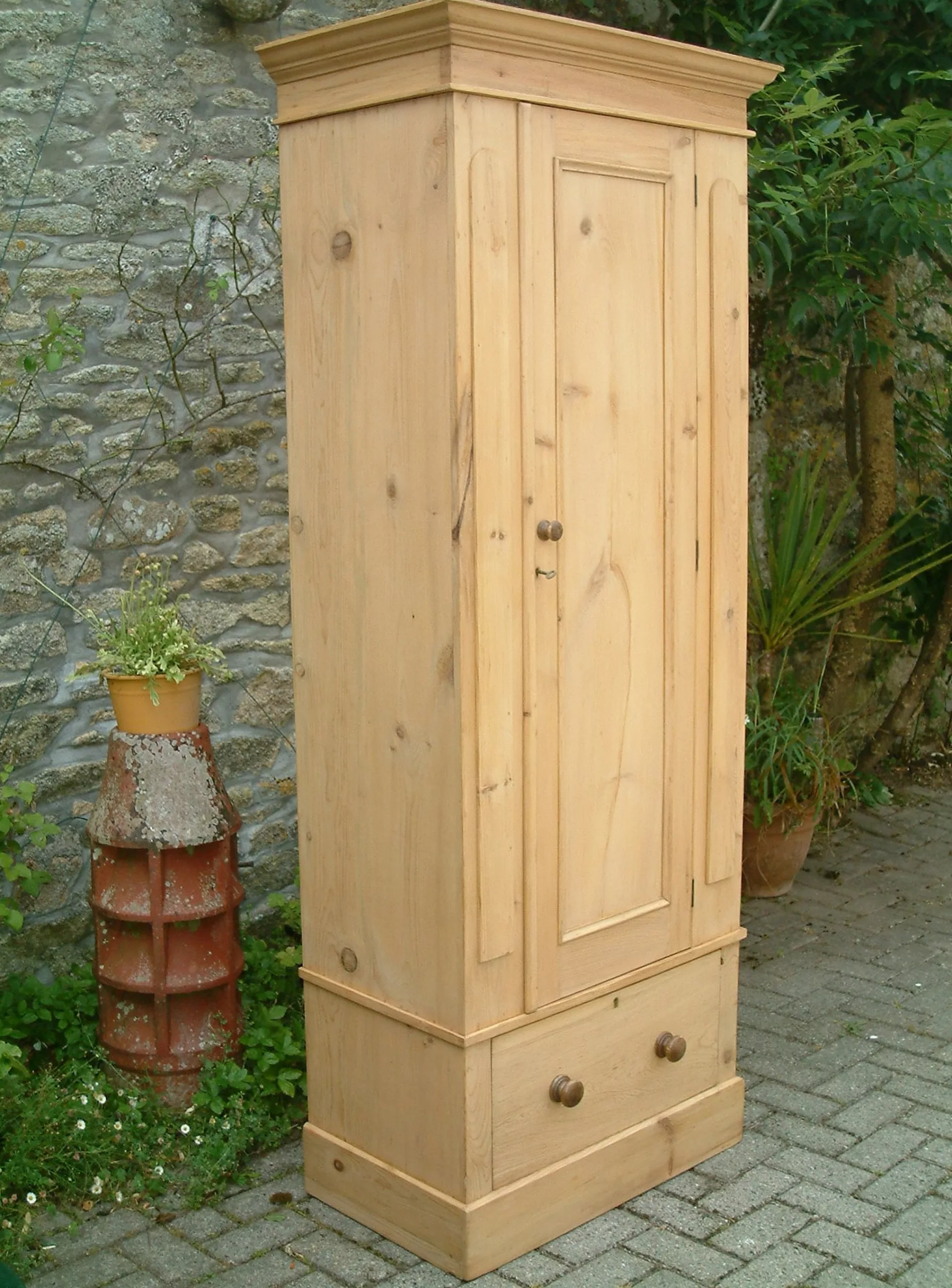 old pine wardrobe - left profile