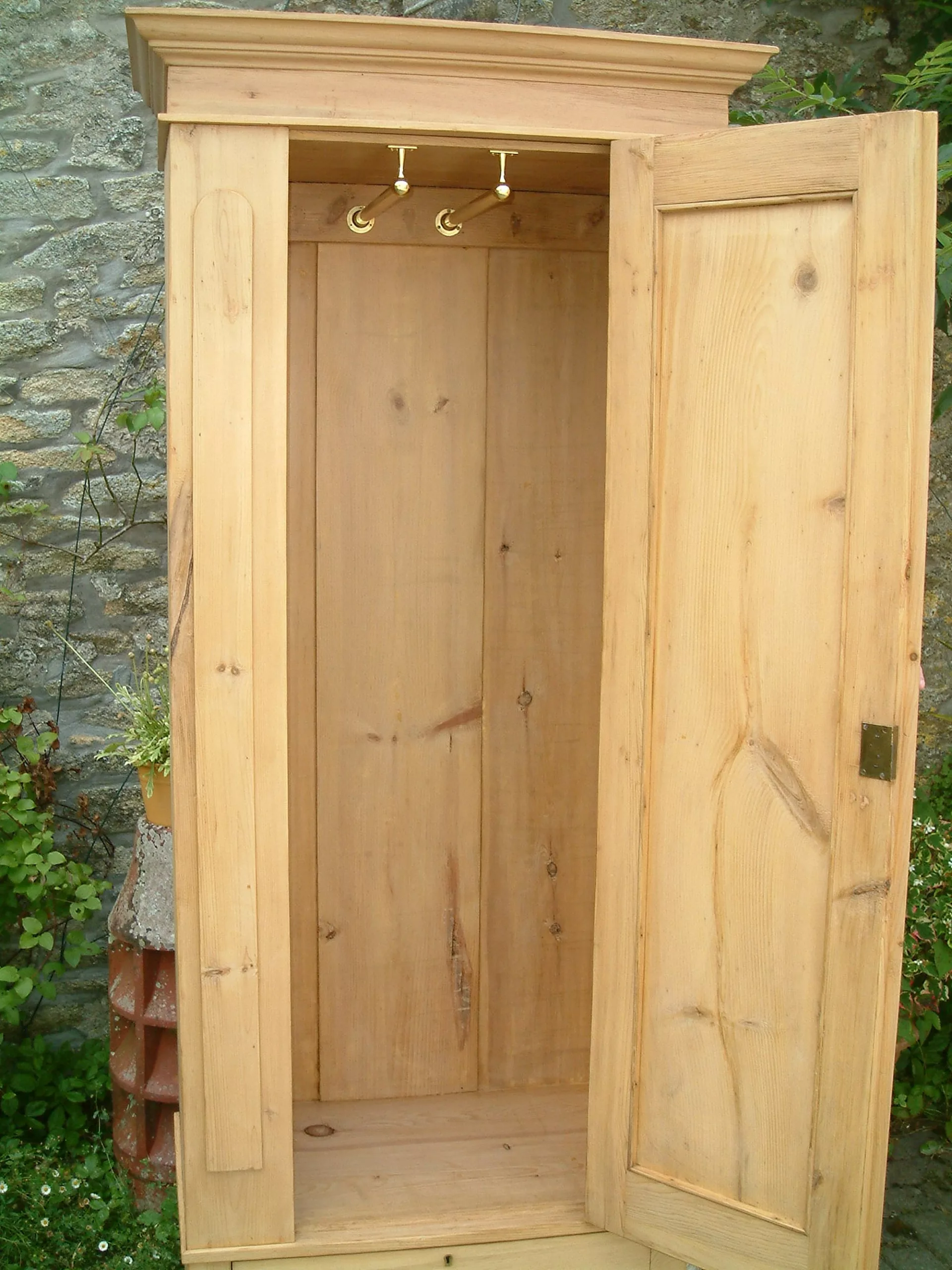 Victorian pine wardrobe - top compartment
