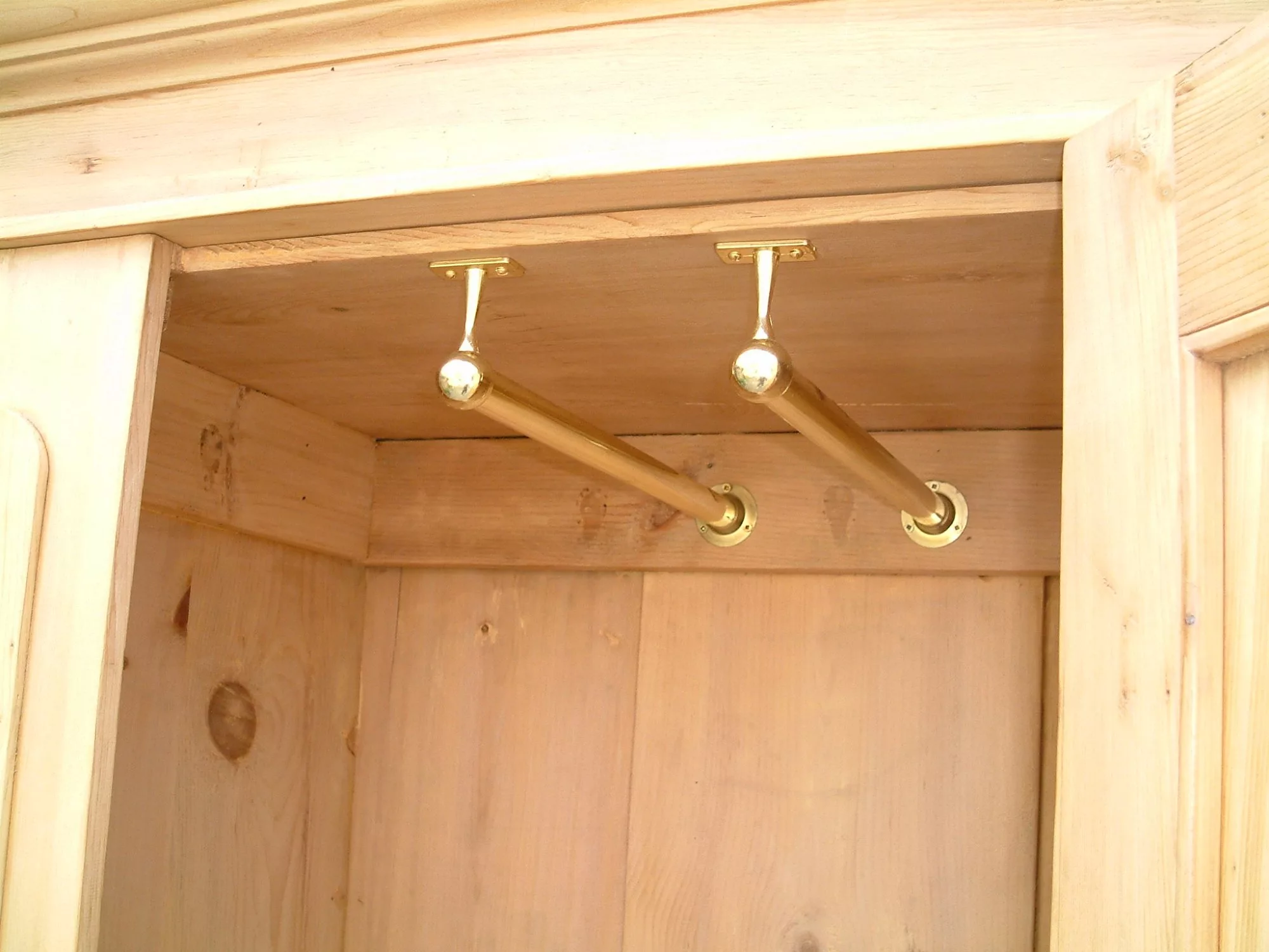 Vintage pine wardrobe - hanging rails