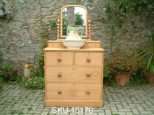 Victorian pine dressing chest - front