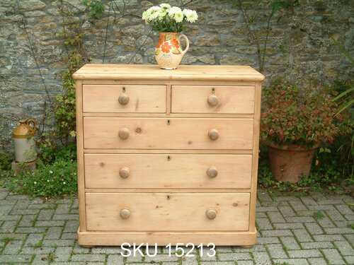 Antique Victorian Pine chest of drawers - front profile